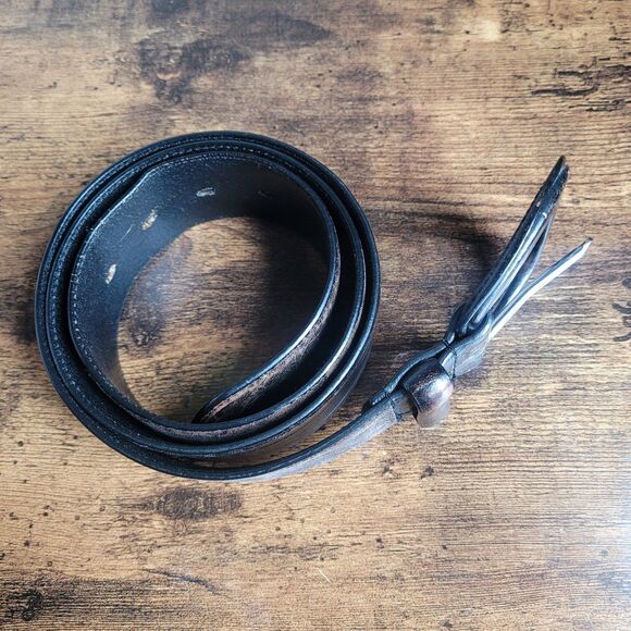 Lauren Ralph Lauren Genuine Leather Womens Belt Distressed Brown Wide Size Large - Picture 7 of 7